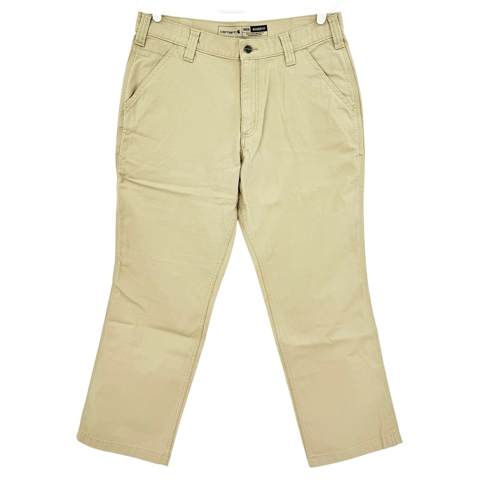 Carhartt Men's Rugged Flex Relaxed Fit Canvas Work Pants Tan Khaki Sz 34x30 NWOT